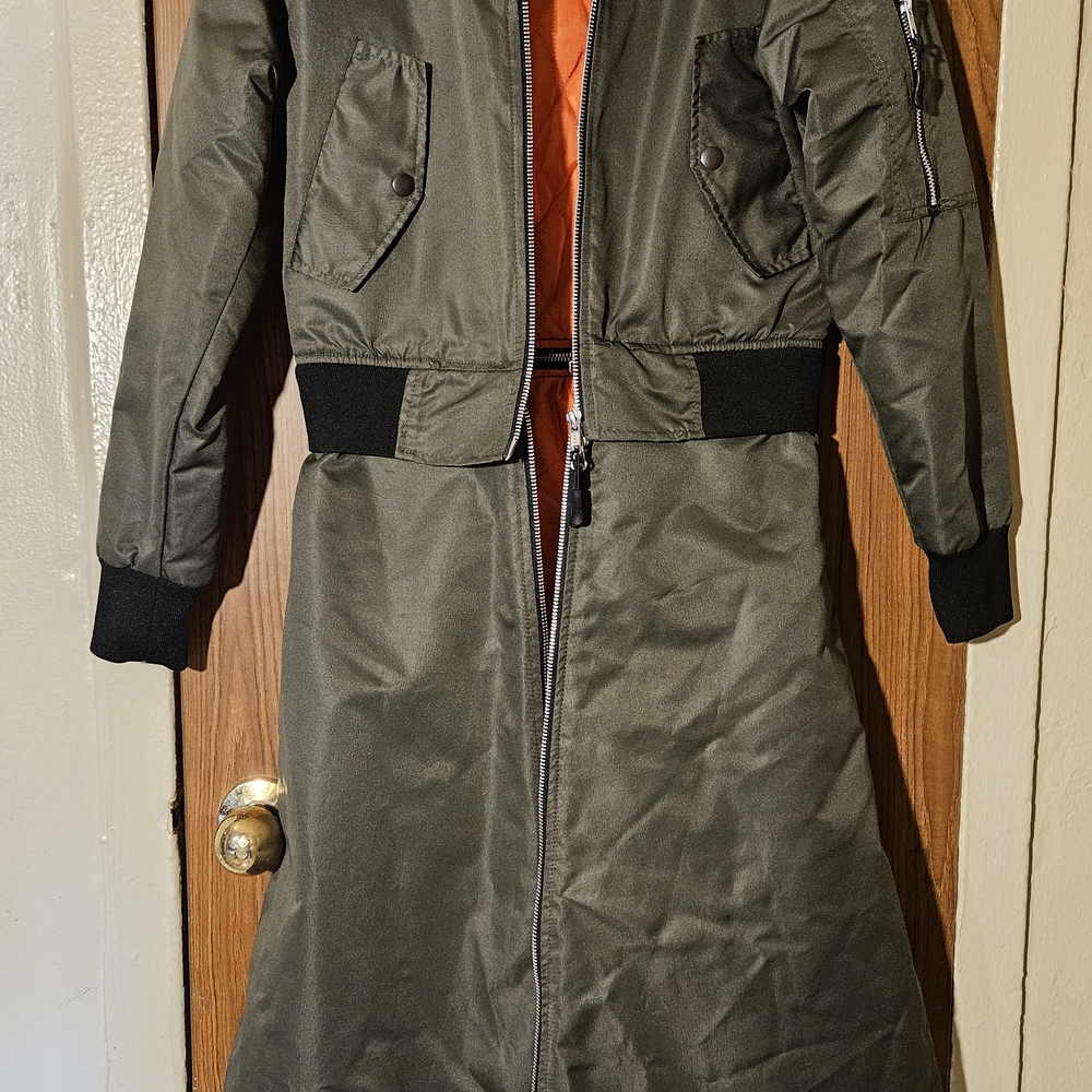 Stylish 2-in-1 Olive Bomber Utility Jacket with Black Trim